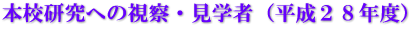 本校研究への視察・見学者（平成２８年度）